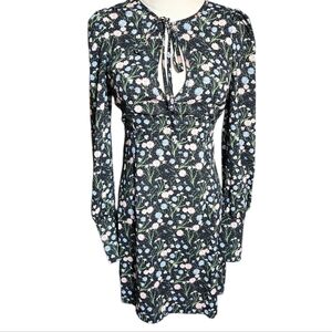 Nasty Gal Black Floral Long Sleeve Mini Dress NWT